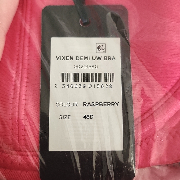 FOX & ROYAL ☆ RASPBERRY SATIN ☆ STRAPPY DEMI UNDERWIRE BRA ☆ 46D ☆ NWT - Picture 6 of 6